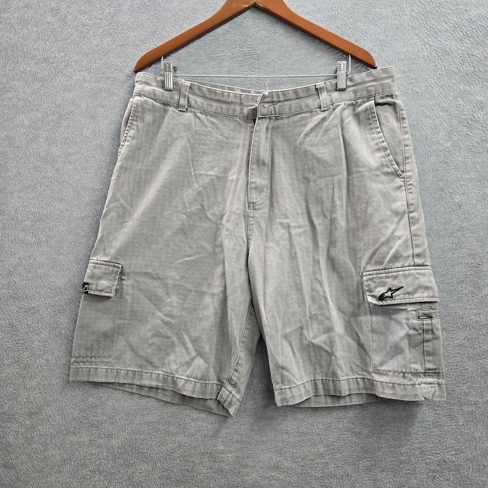 Alpinestars Men Shorts 36 Gray Y2K Grunge Cargo Twill 9" Inseam Outdoor READ